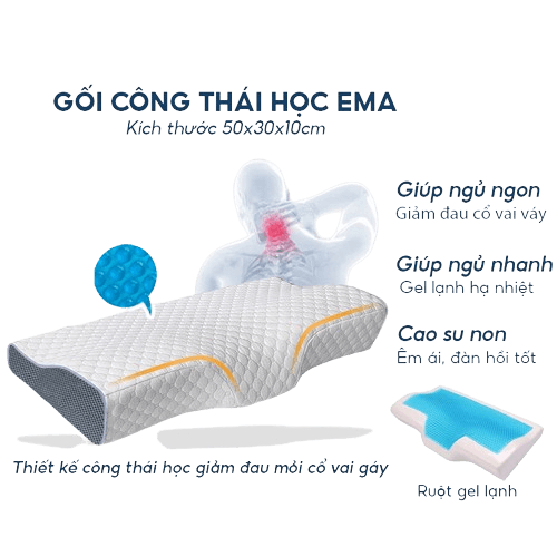 Gối Công Thái Học EMA Cao Su Non Gel Lạnh